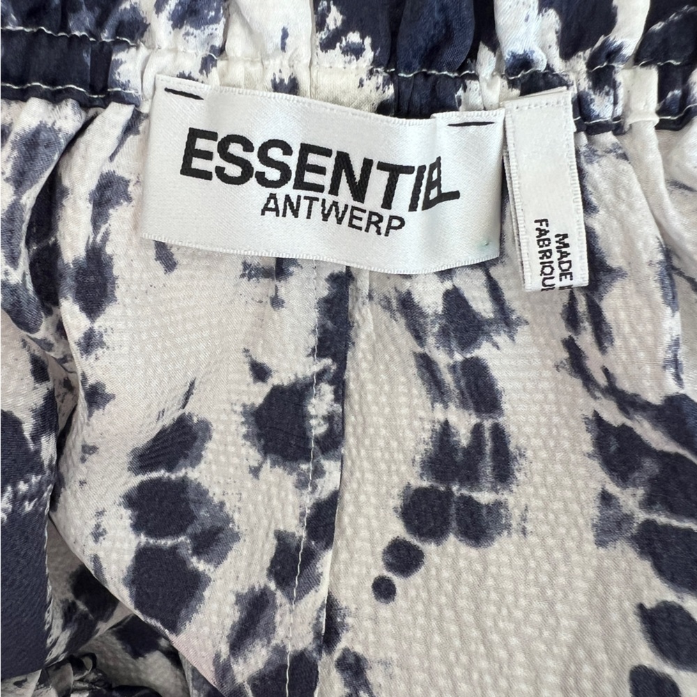 💙 Essentiel Antwerp Silk Navy Tie Dye Off Shoulder Top - Size - Picture 3 of 3
